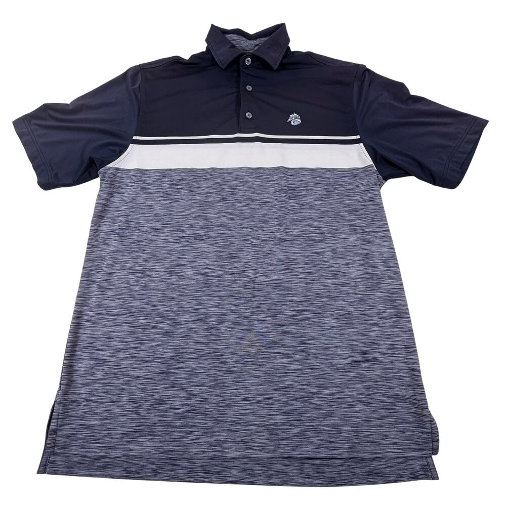 Footjoy Shelter Harbor GC Logo Stretch Golf Polo Shirt Blue White Men M